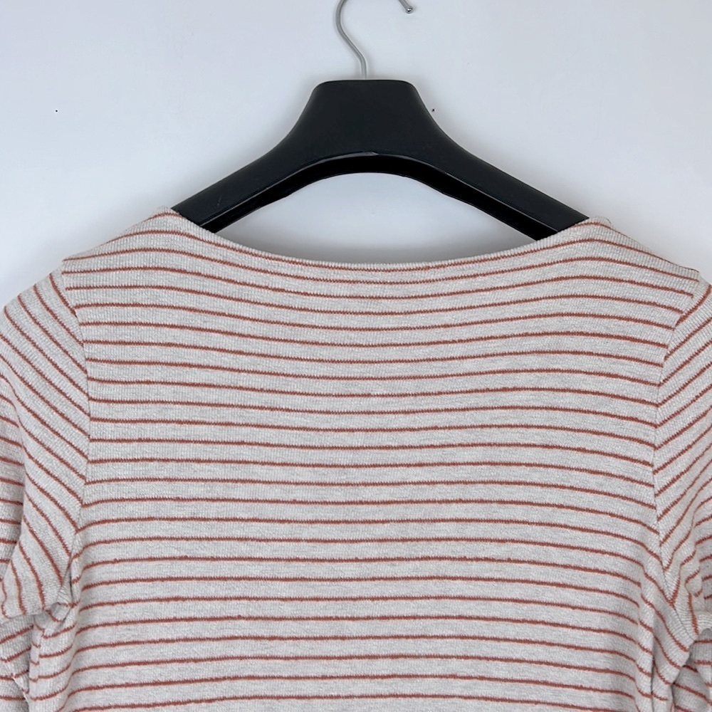 J. Jill Woman’s Sweater Knit Pullover Long Sleeve Tan And Orange Stripe … - Picture 5 of 10